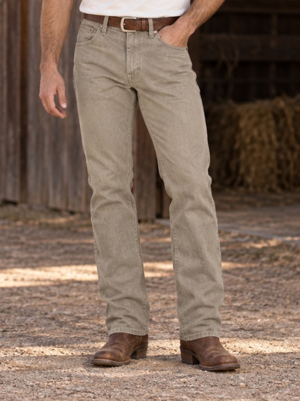 Wrangler 936TAN Cowboy Cut Slim Fit Tan Western Rodeo Denim‎ Jeans 31x32